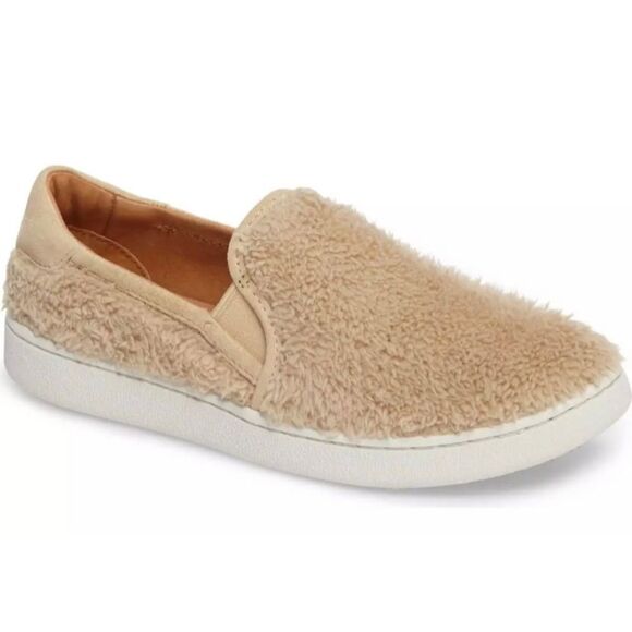 UGG Ricci beige shearling leather pull-on sneakers - Picture 1 of 10